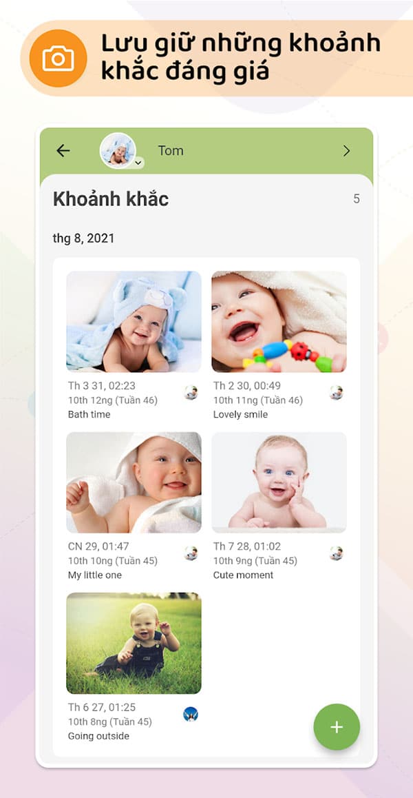Lưu giữ khoảnh khắc với app Baby Daybook